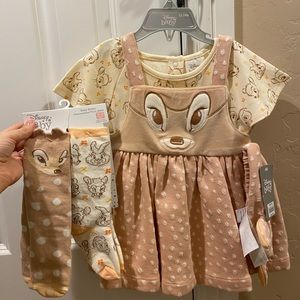 Disney Bambi dress costume & socks size 12-18 mo